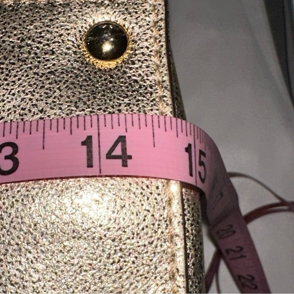 Michael Kors MK Satchel Tote Bag Pale Gold Hamilton Leather East West Large - Picture 14 of 16